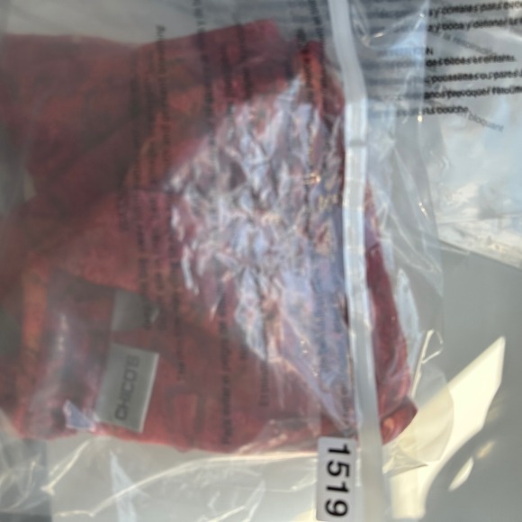 Chicos Red Orange Abstract Print Linen Blend Sheer Button Up Shirt Size 1 US M - Picture 11 of 11